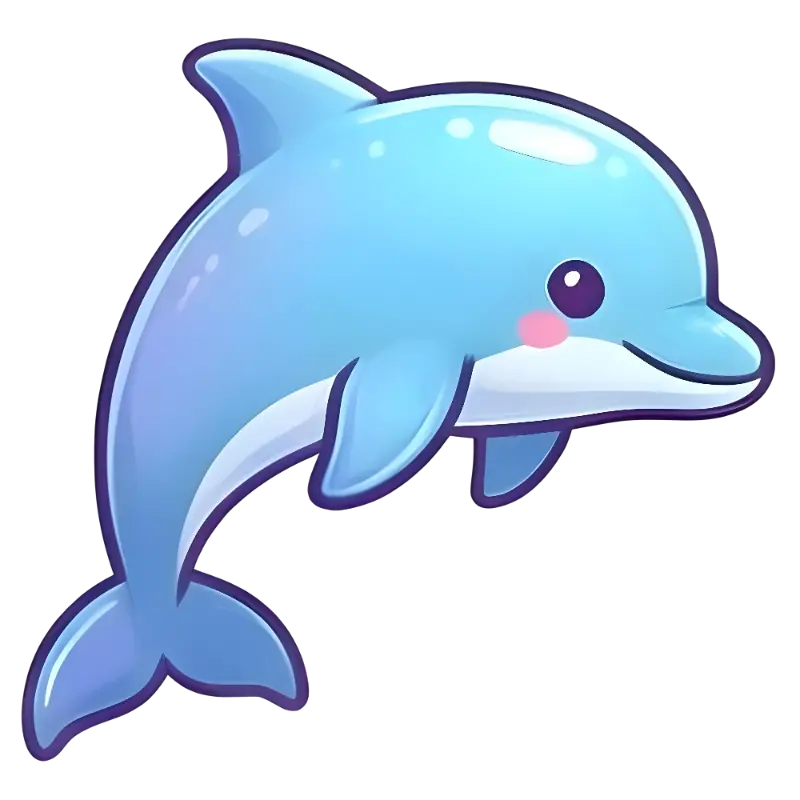 Cheerful Kawaii Glossy Vector Art Dolphin Illustration