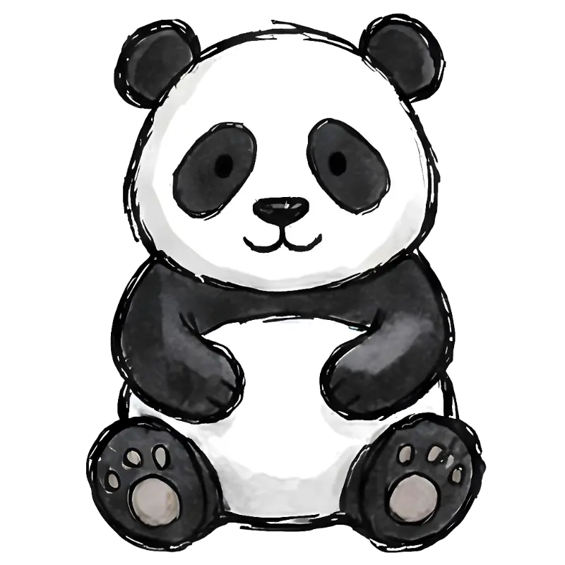 Cute Hand-drawn Watercolor Panda Bear Illustration for Kids