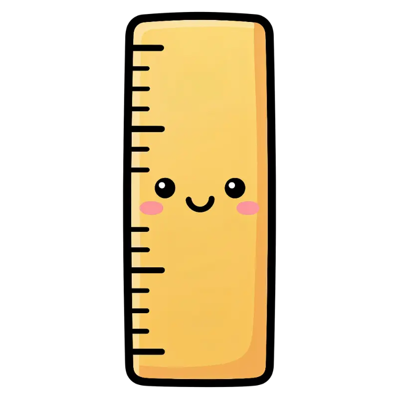 Kawaii Ruler Character with a Friendly Face and Blush Cheeks