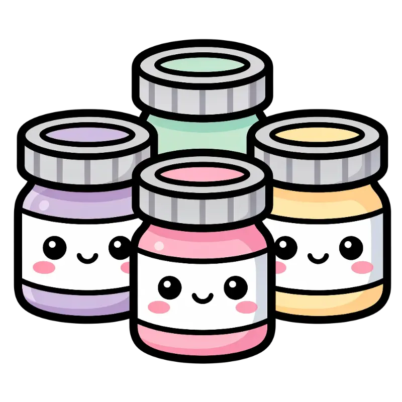 Cartoon Kawaii Jars with Blush Faces and Pastel Colors