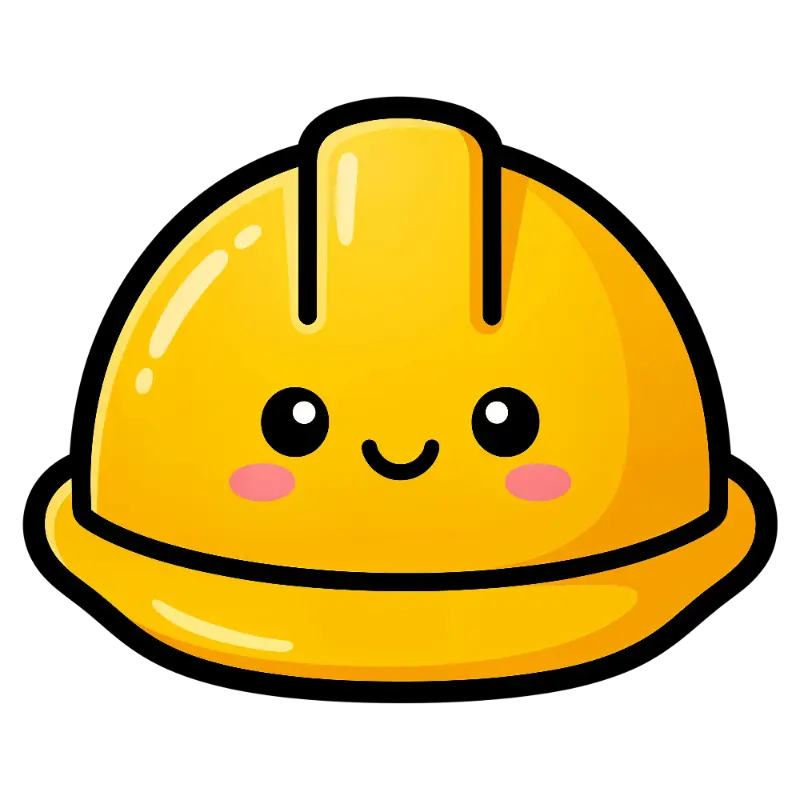 Playful Yellow Hard Hat Character with Blush Cheeks
