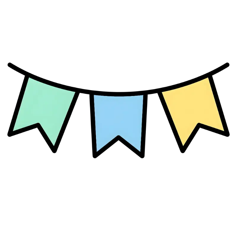 Lighthearted Pastel Bunting Banner with Swallowtail Flags