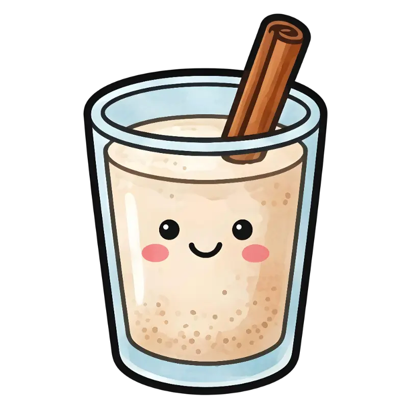 Kawaii Horchata Drink Character with Cinnamon Stick