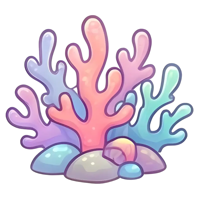 Cheerful Stylized Coral and Seabed Elements with Gradients