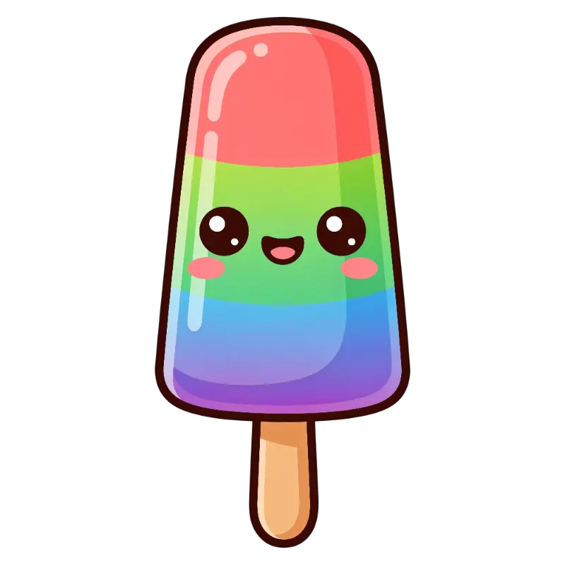 Kawaii Rainbow Popsicle Character