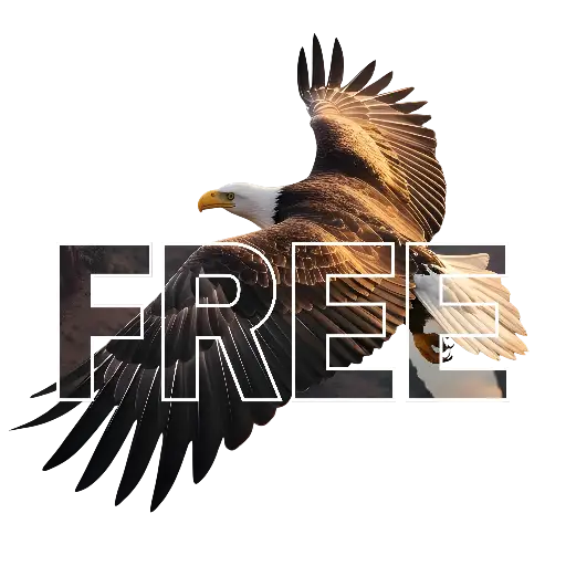 Photorealistic Bald Eagle 'FREE' Text Overlay Majestic Graphic