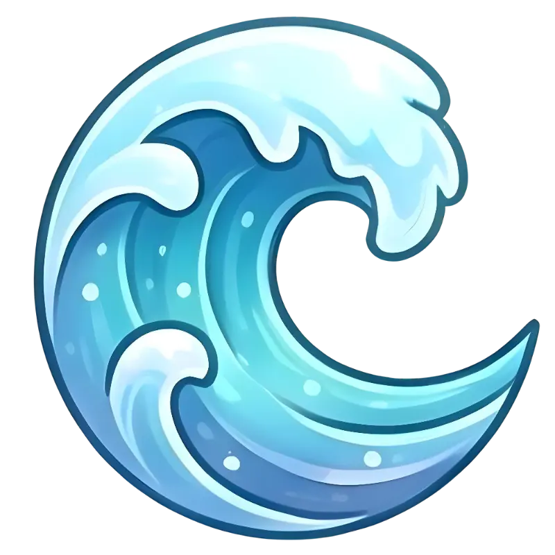 Refreshing Vector Art Ocean Wave with Thick Blue Outline