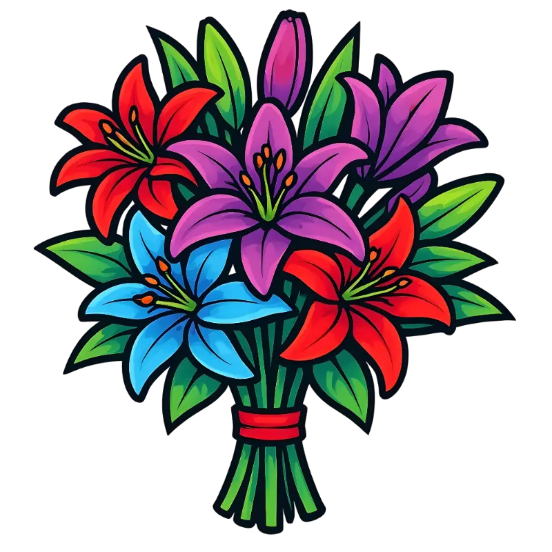 Bold Outlined Vibrant Lily Bouquet