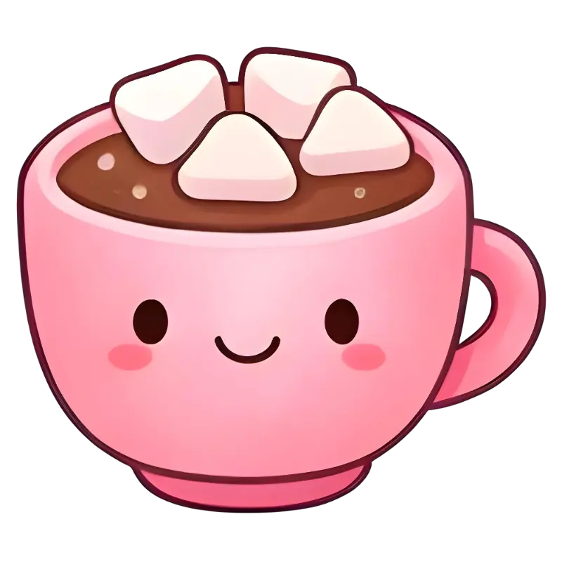 Cute Kawaii Hot Chocolate Mug with Marshmallows Sticker