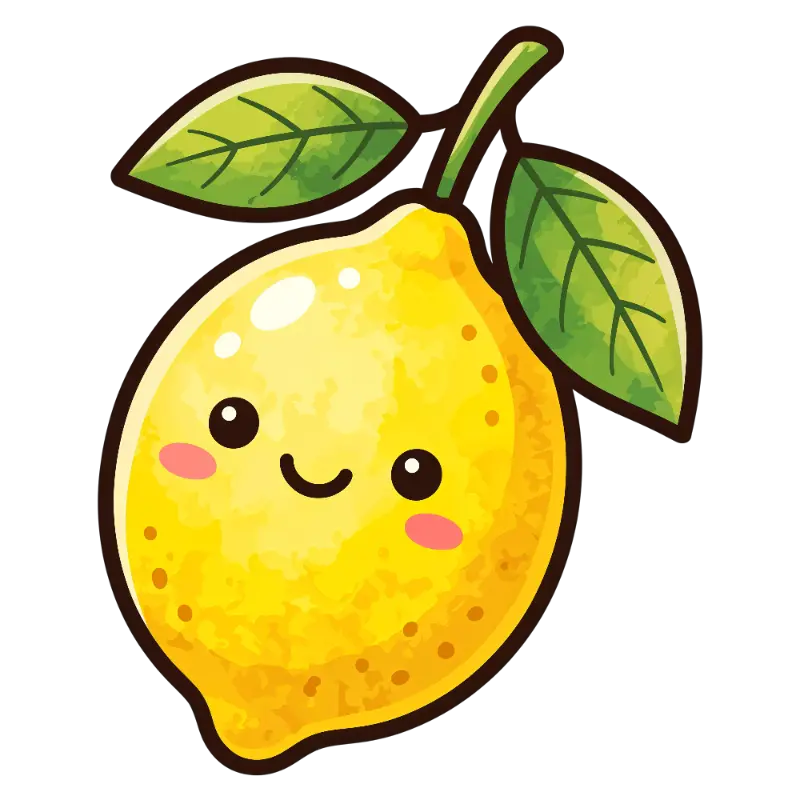 Cute Watercolor Lemon with Blush Cheeks