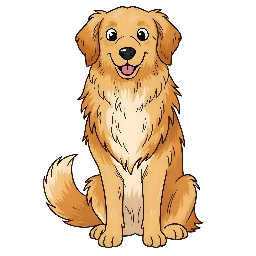Cartoon Golden Retriever Sitting Dog Illustration for Dog Lovers