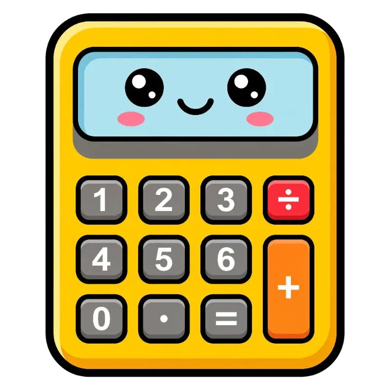Kawaii Yellow Calculator Character with a Cheerful Face