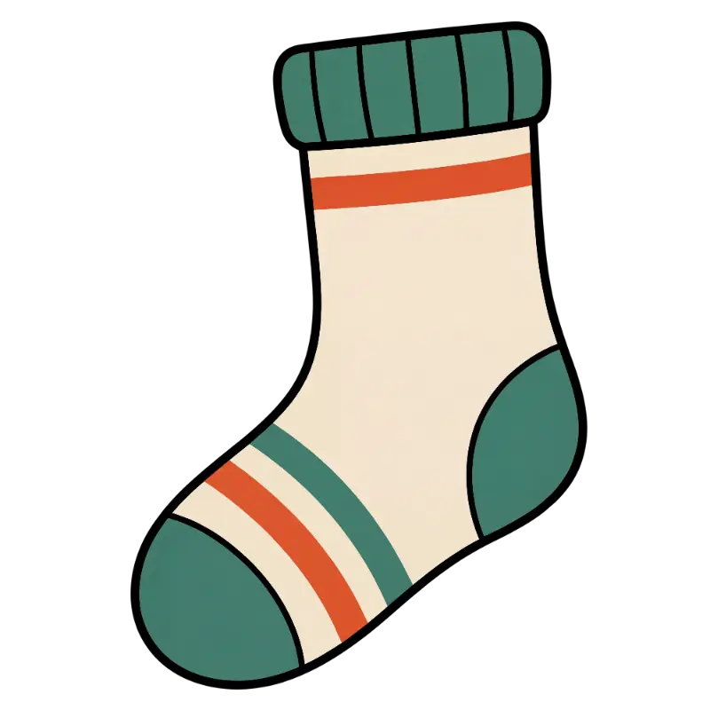 Playful Cartoon Sock Design with Retro Stripes and Cozy Colors