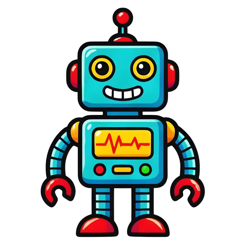 Cute Colorful Smiling Robot with Heartbeat Display