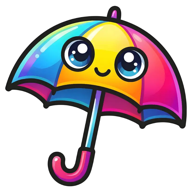 Cute Rainbow Umbrella Character