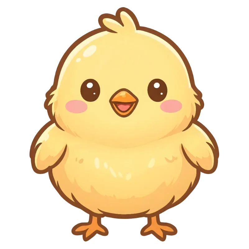 Kawaii Big-Eyed Chick Character