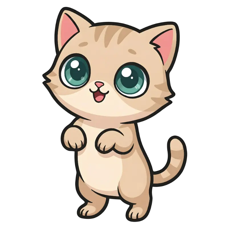 Kawaii Cartoon Tabby Kitten Kiss Cut Sticker