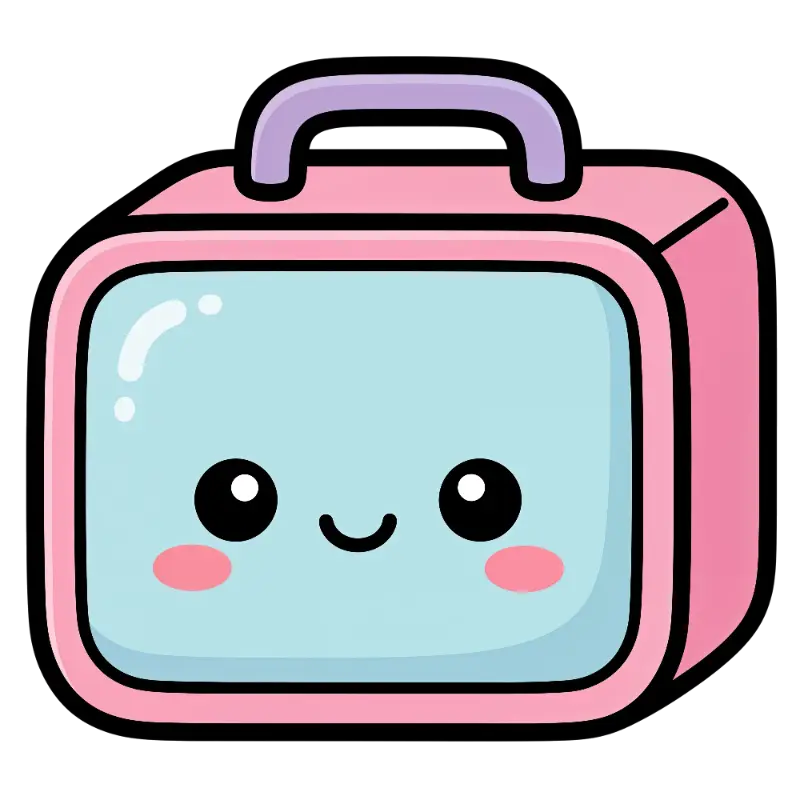 Cartoon Lunchbox with Blush Cheeks and Glossy Lid