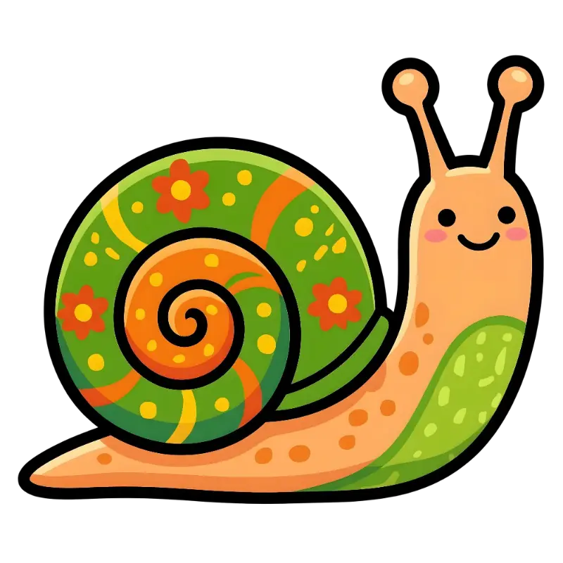 Cute Cartoon Snail Illustration Kiss Cut Sticker for Kids