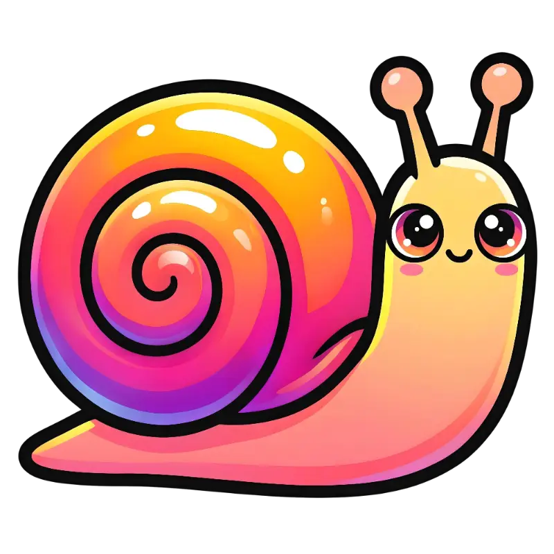 Bright Kawaii Snail with Rainbow Gradient Shell Design