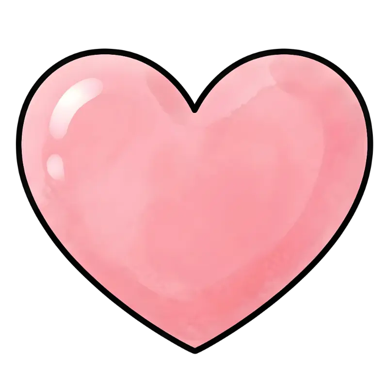 Cute Glossy Pink Heart Illustration with Soft Watercolor Finish