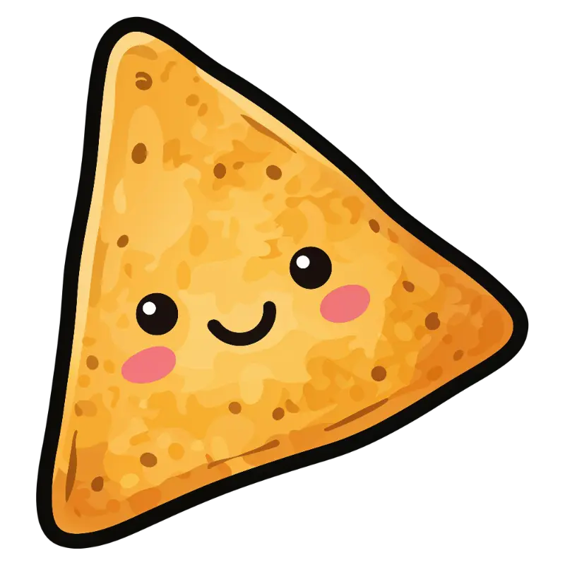 Kawaii Smiling Nacho Chip Illustration with Rosy Cheeks