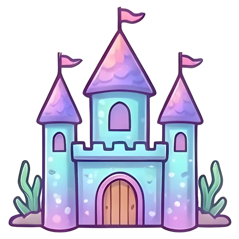 Dreamy Princess Castle with Arched Windows and Thick Outlines