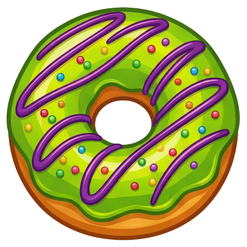 Playful Green Donut with Purple Drizzle
