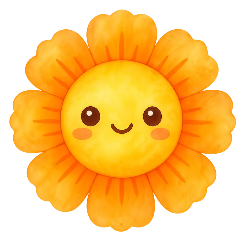 Cute Watercolor Smiling Flower