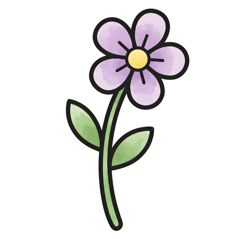 Cute Watercolor Flower Illustration