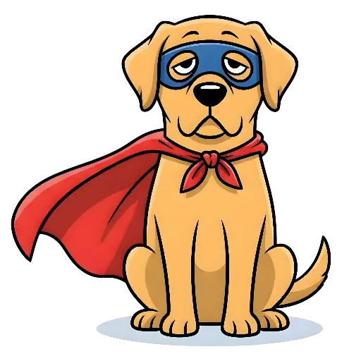 Cartoon Superhero Dog Illustration for Pet Owners and Kids