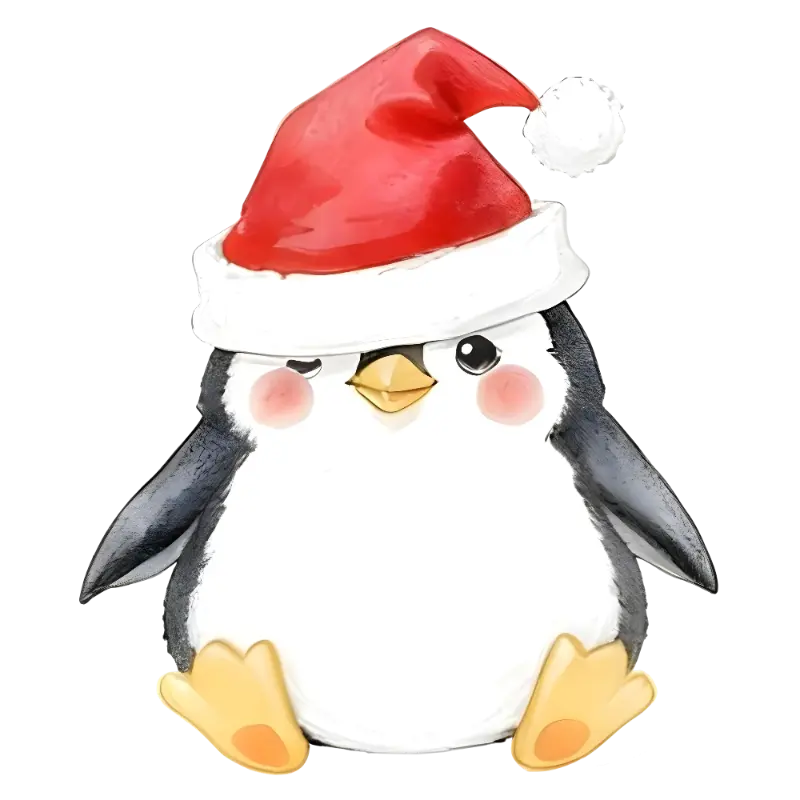 Cute Christmas Penguin Illustration Festive Holiday Character