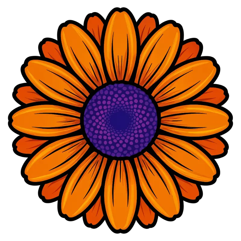 Bold Pop Art Flower with Spiral Dotted Core Design