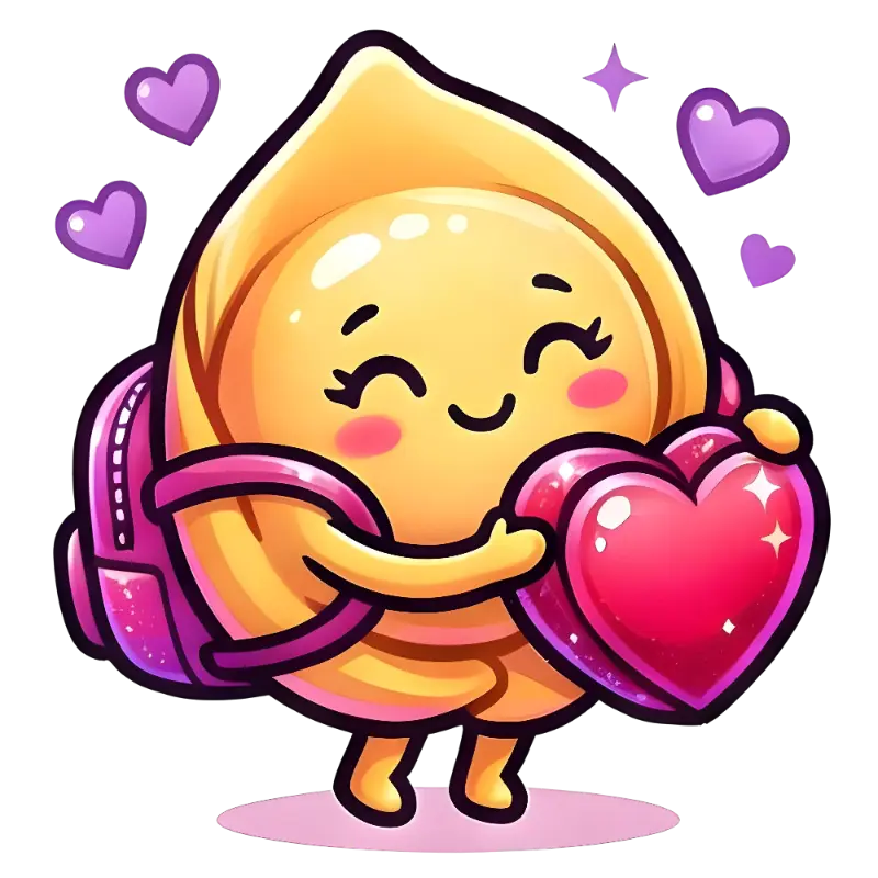 Cute Happy Kawaii Cartoon dumpling character holding a heart Sticker