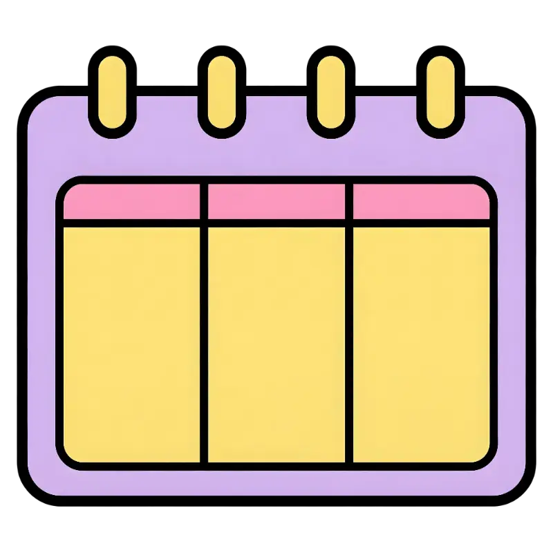 Soft Cartoon Calendar Icon with Four Binder Rings