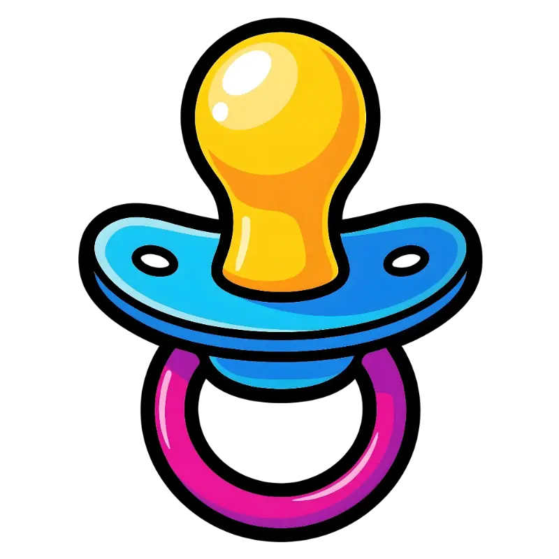 Playful Pop Art Pacifier with Vibrant Colors and Simple Shapes