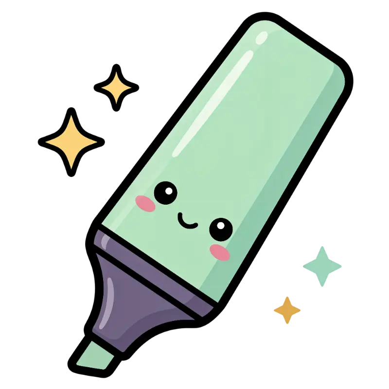 Kawaii Smiling Mint Green Highlighter