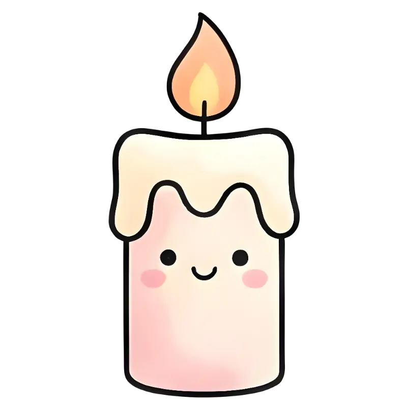 Kawaii Cute Candle Sticker for Playful and Cozy Vibes