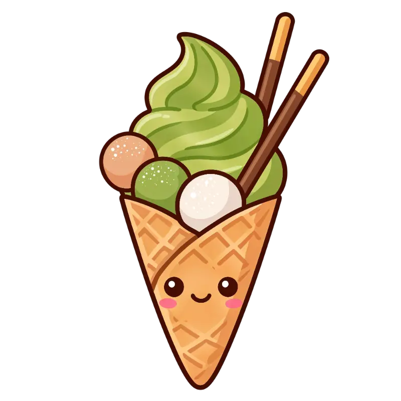 Kawaii Matcha Ice Cream Character