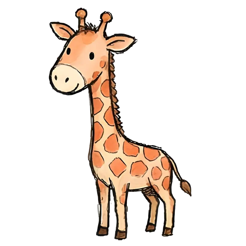 Cute Watercolor Cartoon Giraffe Illustration for Nursery Decor