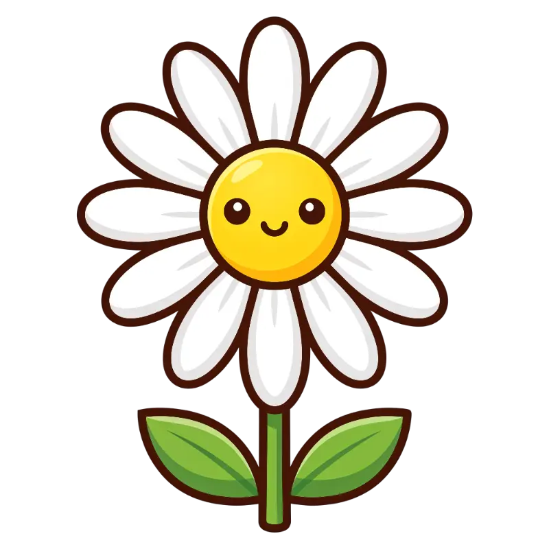 Kawaii Smiling Daisy Character