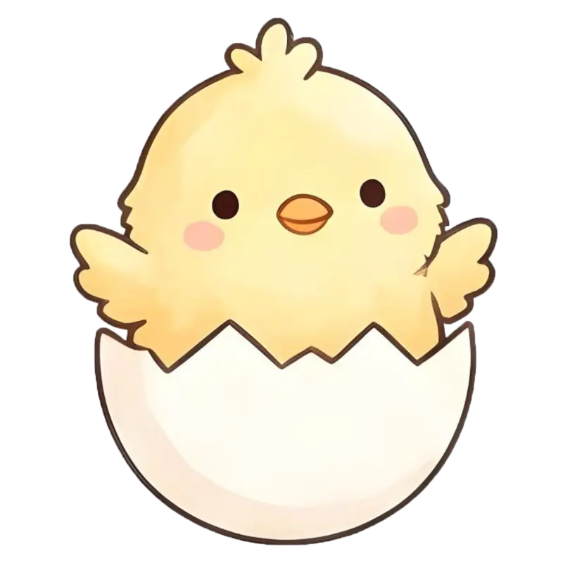 Kawaii Baby Chick Hatching Illustration for Children