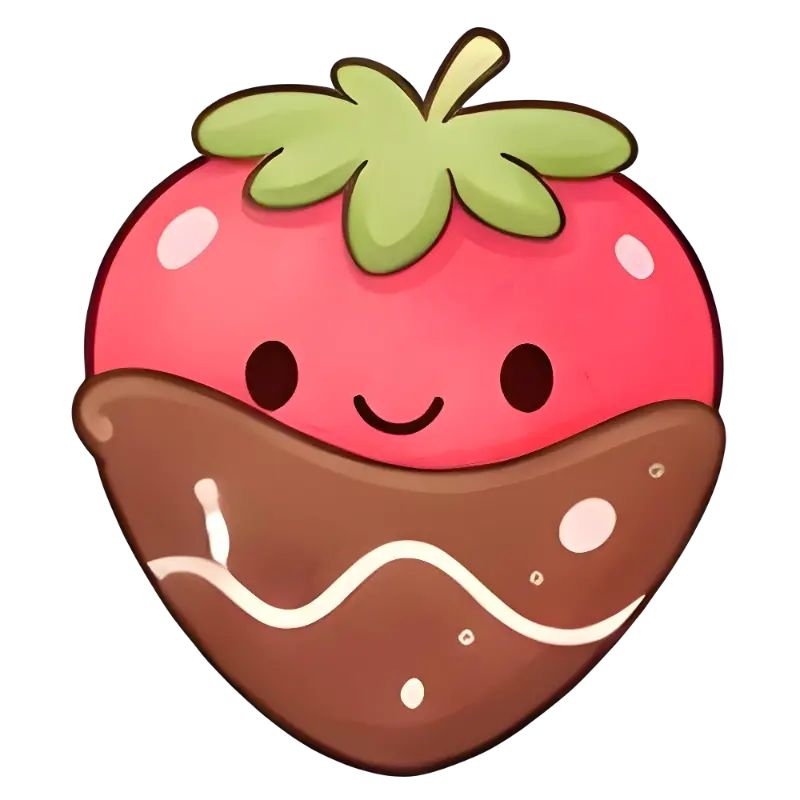 Kawaii Chocolate Dipped Strawberry Character Sticker for Dessert Lovers