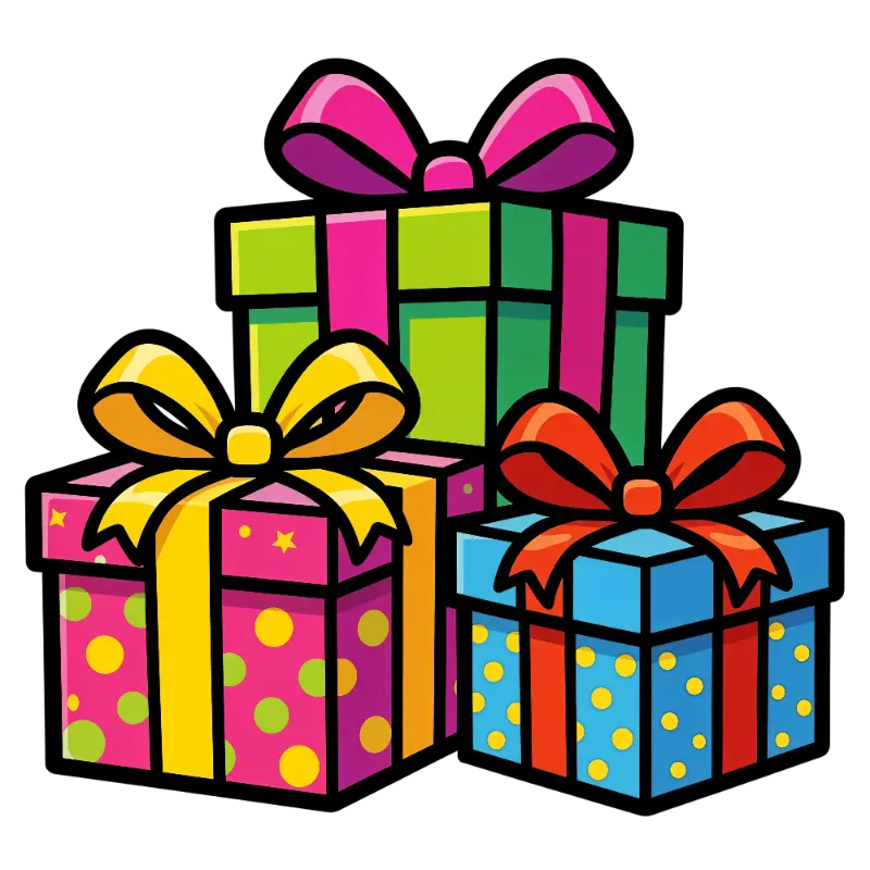 Cartoon Stacked Gift Boxes with Colorful Polka Dots