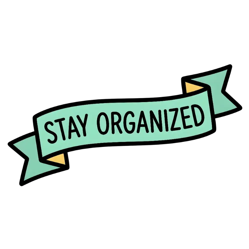 Mint Green Wavy Stay Organized Outline Banner