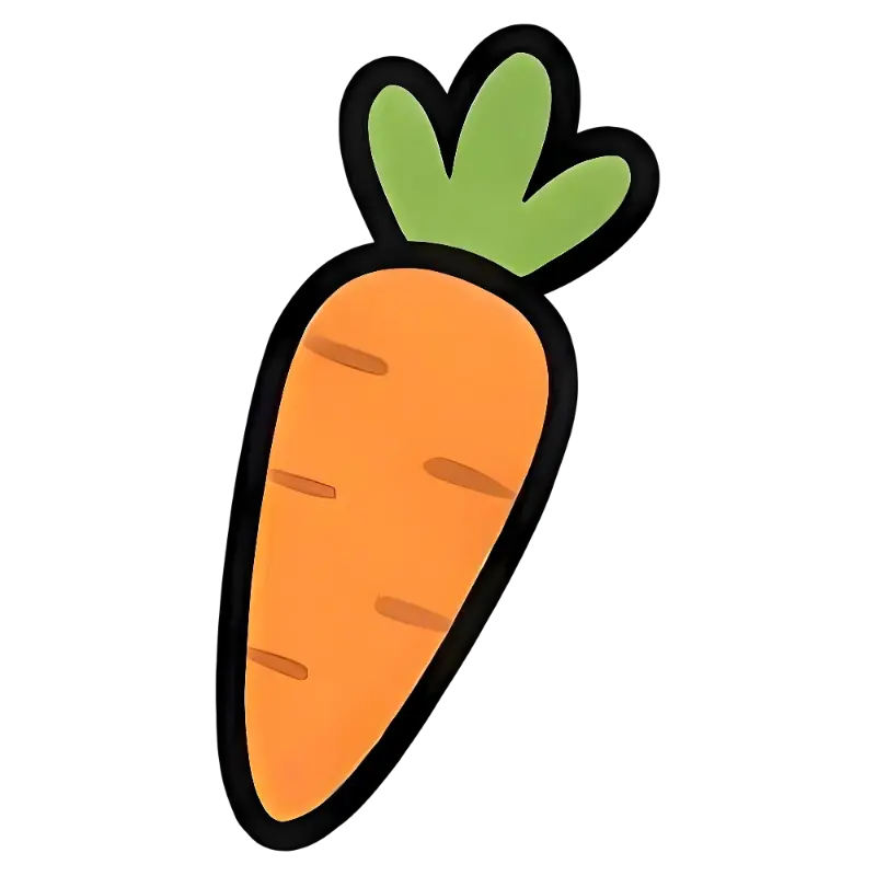 Simple Cartoon Carrot with Thick Black Outline Illustration