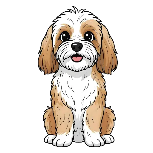 Cute Fluffy Cartoon Dog Illustration, White and Brown Custom Kiss-Cut Stickers