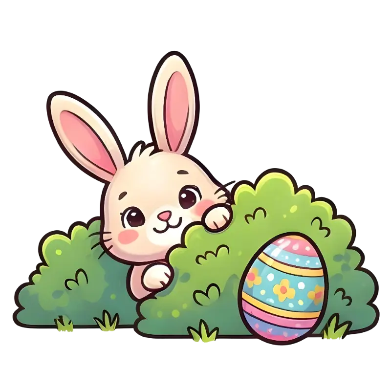 Cute Kawaii Bunny Hiding Easter Egg Kiss Cut Sticker