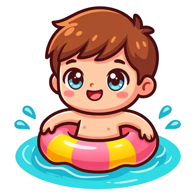 Chibi Boy with Striped Swim Ring