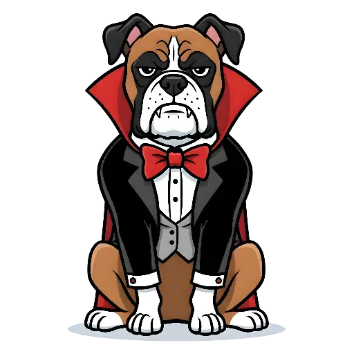 Cartoon Grumpy Bulldog in Vampire Costume Illustration Custom Kiss-Cut Stickers